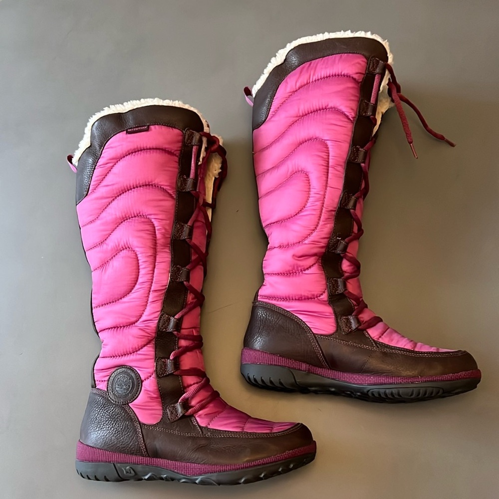 Timberland Women's Pink and Brown Winter Boots